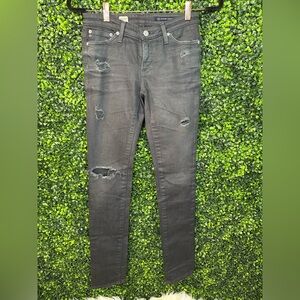 NWOT Adriano Goldschmied  premiere skinny straight black Distressed Skinny Jeans